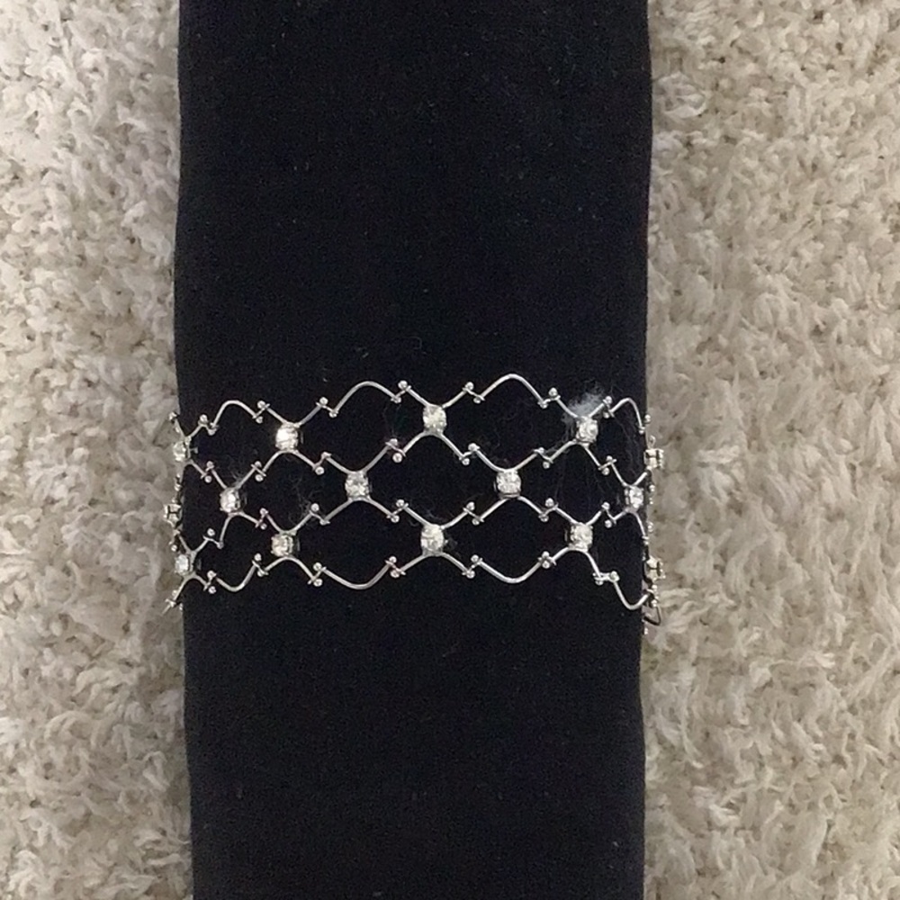 Rhinestone and Silver Lace Bracelet